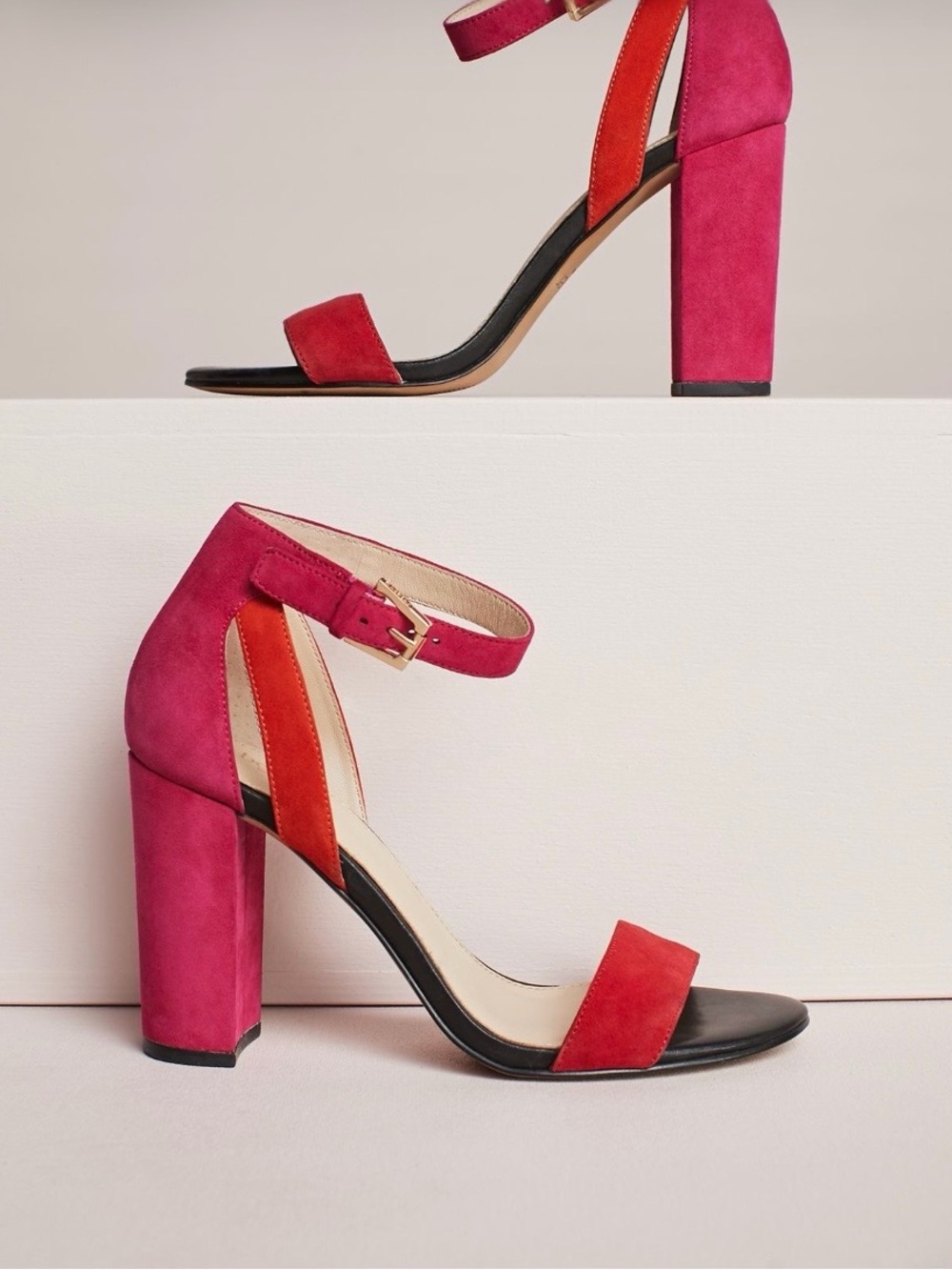 Botkier New York Colorblock-SZ 7.5-Block heel Ankle Strap Strappy Heeled Sandals